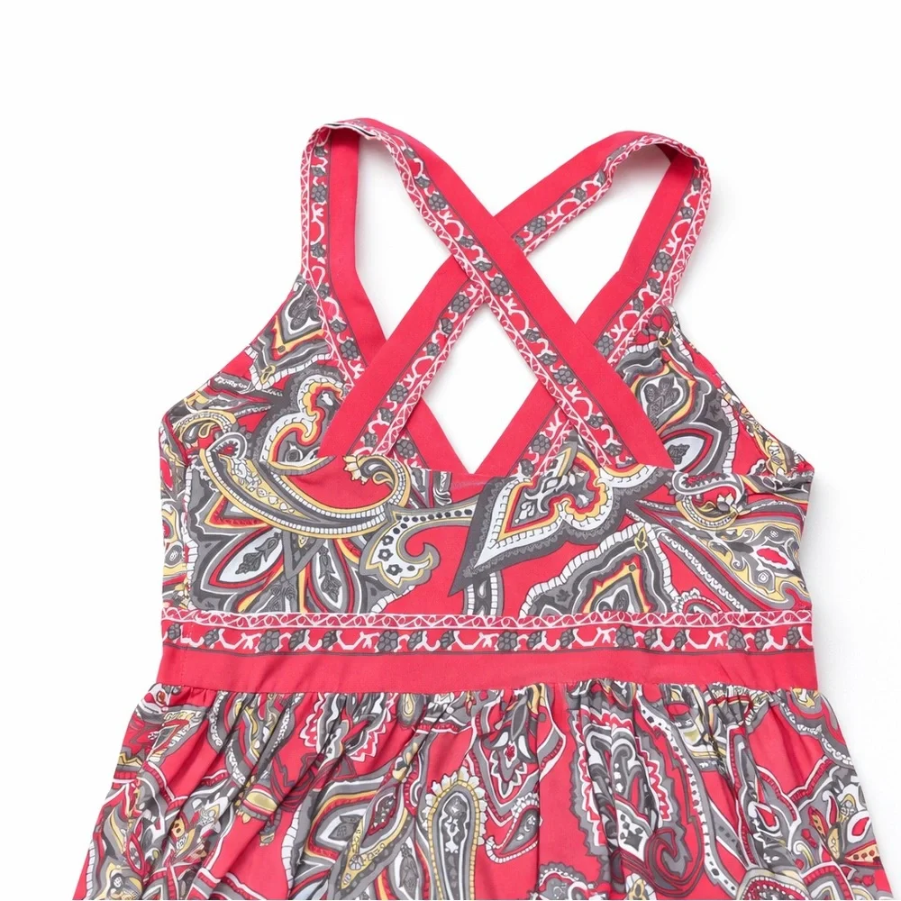 INC International Concepts Paisley Maxi Dress Pink Gray Sleeveless Size Small - Picture 5 of 7